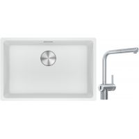 Franke Maris MRG 110-62 zlewozmywak 62x40 cm Fragranite biały polarny z baterią kuchenną Atlas Neo Sensor stal szlachetna (1250687259, 1150625523)