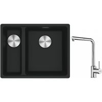 Franke Maris MRG 160-34-15SBL zlewozmywak 52x40 cm Fragranite czarny mat z baterią kuchenną Sirius Side chrom (1250687268, 1150668280)