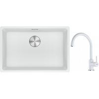 Franke Maris MRG 110-62 zlewozmywak 62x40 cm Fragranite biały polarny z baterią kuchenną Lina biały polarny (1250687259, 1150626024)
