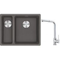 Franke Maris MRG 160-34-15SBL zlewozmywak 52x40 cm Fragranite kamienny szary z baterią kuchenną Sirius Side chrom (1250687270, 1150668280)