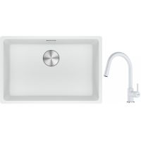 Franke Maris MRG 110-62 zlewozmywak 62x40 cm Fragranite biały polarny z baterią kuchenną Lina biały polarny (1250687259, 1150626081)
