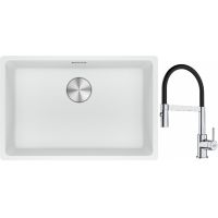 Franke Maris MRG 110-62 zlewozmywak 62x40 cm Fragranite biały polarny z baterią kuchenną Lina chrom/czarny (1250687259, 1150626085)