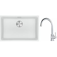 Franke Maris MRG 110-62 zlewozmywak 62x40 cm Fragranite biały polarny z baterią kuchenną Lina chrom (1250687259, 1150693228)