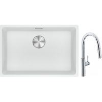 Franke Maris MRG 110-62 zlewozmywak 62x40 cm Fragranite biały polarny z baterią kuchenną Pescara L Slide-In chrom (1250687259, 1150538940)