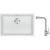 Franke Maris MRG 110-62 zlewozmywak 62x40 cm Fragranite biały polarny z baterią kuchenną Sirius Side chrom (1250687259, 1150668280)