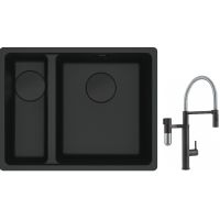 Franke Maris MRG 160-34-15SBL zlewozmywak 52x40 cm Fragranite czarny mat  z baterią kuchenną Vital Semi-Pro czarny mat/stal (1250697756, 1200621313)