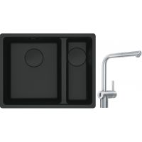 Franke Maris MRG 160-34-15SBR zlewozmywak 52x40 cm Fragranite czarny mat z baterią kuchenną Atlas Neo Sensor stal szlachetna (1250697755, 1150625523)
