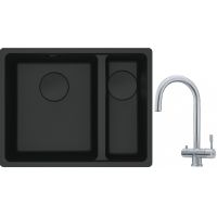 Franke Maris MRG 160-34-15SBR zlewozmywak 52x40 cm Fragranite czarny mat z baterią kuchenną Eos stal szlachetna (1250697755, 1200179979)