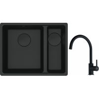 Franke Maris MRG 160-34-15SBR zlewozmywak 52x40 cm Fragranite czarny mat z baterią kuchenną Lina onyx (1250697755, 1150626020)