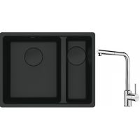 Franke Maris MRG 160-34-15SBR zlewozmywak 52x40 cm Fragranite czarny mat z baterią kuchenną Sirius Side chrom (1250697755, 1150668280)