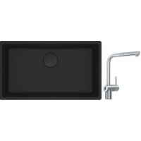 Franke Maris MRG 110-72 zlewozmywak 72x40 cm Fragranite czarny mat z baterią kuchenną Atlas Neo Sensor stal szlachetna (1250697757, 1150625523)
