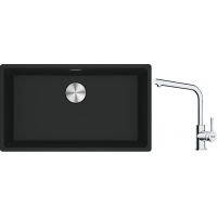 Franke Maris MRG 110-72 zlewozmywak 72x40 cm Fragranite czarny mat z baterią kuchenną Lina chrom (1250687260, 1150693230)
