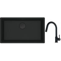 Franke Maris MRG 110-72 zlewozmywak 72x40 cm Fragranite czarny mat z baterią kuchenną Lina onyx (1250697757, 1150626055)
