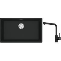 Franke Maris MRG 110-72 zlewozmywak 72x40 cm Fragranite czarny mat z baterią kuchenną Lina czarny mat (1250687260, 1150712435)