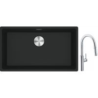 Franke Maris MRG 110-72 zlewozmywak 72x40 cm Fragranite czarny mat z baterią kuchenną Pescara L Slide-In chrom (1250687260, 1150538940)
