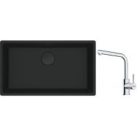 Franke Maris MRG 110-72 zlewozmywak 72x40 cm Fragranite czarny mat z baterią kuchenną Lina chrom (1250697757, 1150693230)