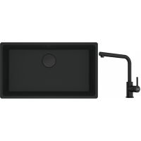 Franke Maris MRG 110-72 zlewozmywak 72x40 cm Fragranite czarny mat z baterią kuchenną Lina czarny mat (1250697757, 1150712435)