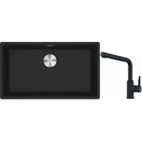 Franke Maris MRG 110-72 zlewozmywak 72x40 cm Fragranite czarny mat z baterią kuchenną Urban czarny mat (1250687260, 1150627523)