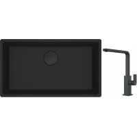 Franke Maris MRG 110-72 zlewozmywak 72x40 cm Fragranite czarny mat z baterią kuchenną Mythos czarna stal szlachetna (1250697757, 1150550441)