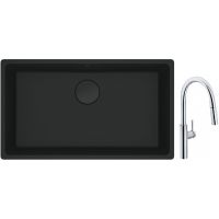 Franke Maris MRG 110-72 zlewozmywak 72x40 cm Fragranite czarny mat z baterią kuchenną Pescara L Slide-In chrom (1250697757, 1150538940)