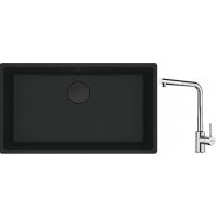 Franke Maris MRG 110-72 zlewozmywak 72x40 cm Fragranite czarny mat z baterią kuchenną Sirius Side chrom (1250697757, 1150668280)