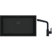 Franke Maris MRG 110-72 zlewozmywak 72x40 cm Fragranite czarny mat z baterią kuchenną Urban czarny mat (1250697757, 1150627523)