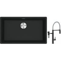 Franke Maris MRG 110-72 zlewozmywak 72x40 cm Fragranite czarny mat z baterią kuchenną Vital Semi-Pro czarny mat/stal (1250687260, 1200621313)