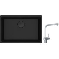 Franke Maris MRG 110-62 zlewozmywak 62x40 cm Fragranite czarny mat z baterią kuchenną Atlas Neo Sensor stal szlachetna (1250697758, 1150625523)
