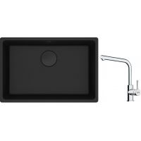 Franke Maris MRG 110-62 zlewozmywak 62x40 cm Fragranite czarny mat z baterią kuchenną Lina chrom (1250697758, 1150693230)
