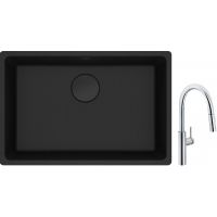Franke Maris MRG 110-62 zlewozmywak 62x40 cm Fragranite czarny mat z baterią kuchenną Pescara L Slide-In chrom (1250697758, 1150538940)
