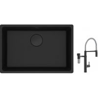 Franke Maris MRG 110-62 zlewozmywak 62x40 cm Fragranite czarny mat z baterią kuchenną Vital Semi-Pro czarny mat/stal (1250697758, 1200621313)