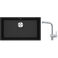 Franke Maris MRG 110-72 zlewozmywak 72x40 cm Fragranite onyx z baterią kuchenną Atlas stal szlachetna (1250687261, 1150521439)