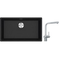 Franke Maris MRG 110-72 zlewozmywak 72x40 cm Fragranite onyx z baterią kuchenną Atlas Neo Sensor stal szlachetna (1250687261, 1150625523)