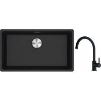 Franke Maris MRG 110-72 zlewozmywak 72x40 cm Fragranite onyx z baterią kuchenną Lina onyx (1250687261, 1150626020)