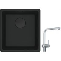 Franke Maris MRG 110-37 zlewozmywak 40x37 cm Fragranit + czarny mat z baterią kuchenną Atlas Neo Sensor stal szlachetna (1250697760, 1150625523)