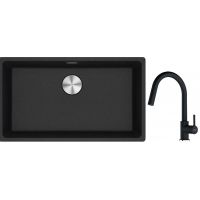 Franke Maris MRG 110-72 zlewozmywak 72x40 cm Fragranite onyx z baterią kuchenną Lina onyx (1250687261, 1150626055)