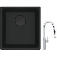 Franke Maris MRG 110-37 zlewozmywak 40x37 cm Fragranit + czarny mat z baterią kuchenną Pescara L Slide-In chrom (1250697760, 1150538940)