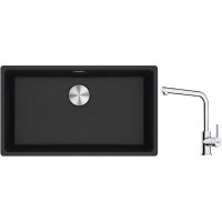 Franke Maris MRG 110-72 zlewozmywak 72x40 cm Fragranite onyx z baterią kuchenną Lina chrom (1250687261, 1150712420)