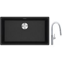 Franke Maris MRG 110-72 zlewozmywak 72x40 cm Fragranite onyx z baterią kuchenną Pescara L Slide-In chrom (1250687261, 1150538940)