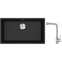 Franke Maris MRG 110-72 zlewozmywak 72x40 cm Fragranite onyx z baterią kuchenną Sirius Side chrom (1250687261, 1150668280)