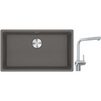 Franke Maris MRG 110-72 zlewozmywak 72x40 cm Fragranite kamienny szary z baterią kuchenną Atlas Neo Sensor stal szlachetna (1250687262, 1150625523)