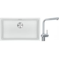 Franke Maris MRG 110-72 zlewozmywak 72x40 cm Fragranite biały polarny z baterią kuchenną Atlas Neo Sensor stal szlachetna (1250687263, 1150625523)