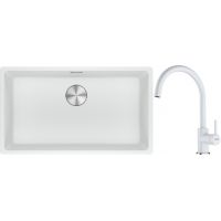 Franke Maris MRG 110-72 zlewozmywak 72x40 cm Fragranite biały polarny z baterią kuchenną Lina biały polarny (1250687263, 1150626024)