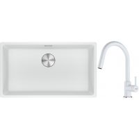 Franke Maris MRG 110-72 zlewozmywak 72x40 cm Fragranite biały polarny z baterią kuchenną Lina biały polarny (1250687263, 1150626081)