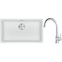 Franke Maris MRG 110-72 zlewozmywak 72x40 cm Fragranite biały polarny z baterią kuchenną Lina chrom (1250687263, 1150693228)
