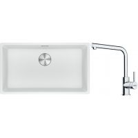 Franke Maris MRG 110-72 zlewozmywak 72x40 cm Fragranite biały polarny z baterią kuchenną Lina chrom (1250687263, 1150712420)