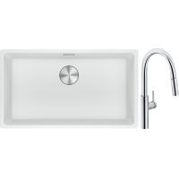 Franke Maris MRG 110-72 zlewozmywak 72x40 cm Fragranite biały polarny z baterią kuchenną Pescara L Slide-In chrom (1250687263, 1150538940)