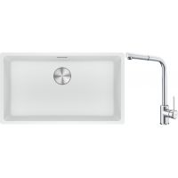 Franke Maris MRG 110-72 zlewozmywak 72x40 cm Fragranite biały polarny z baterią kuchenną Sirius Side chrom (1250687263, 1150668280)