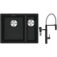 Franke Maris MRG 160-34-15SBR zlewozmywak 52x40 cm Fragranite czarny mat z baterią kuchenną Vital Semi-Pro czarny mat/stal (1250687264, 1200621313)