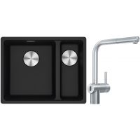 Franke Maris MRG 160-34-15SBR zlewozmywak 52x40 cm Fragranite onyx z baterią kuchenną Atlas Neo Sensor stal szlachetna (1250687265, 1150625523)